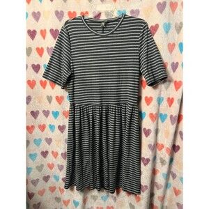 ASOS Striped Skater Dress Gray Cutout Detail large
